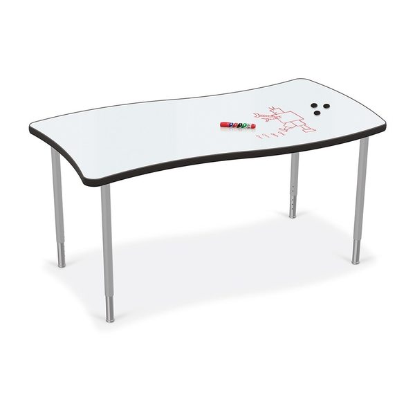 Mooreco Porcelain Desktop, Creator Table 60x30 with Platinum Direct Mount Shapes Legs 70527